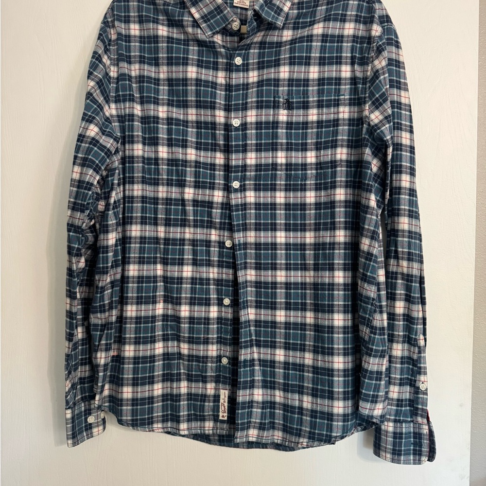 Original Penguin Men's Blue Plaid Shirt
